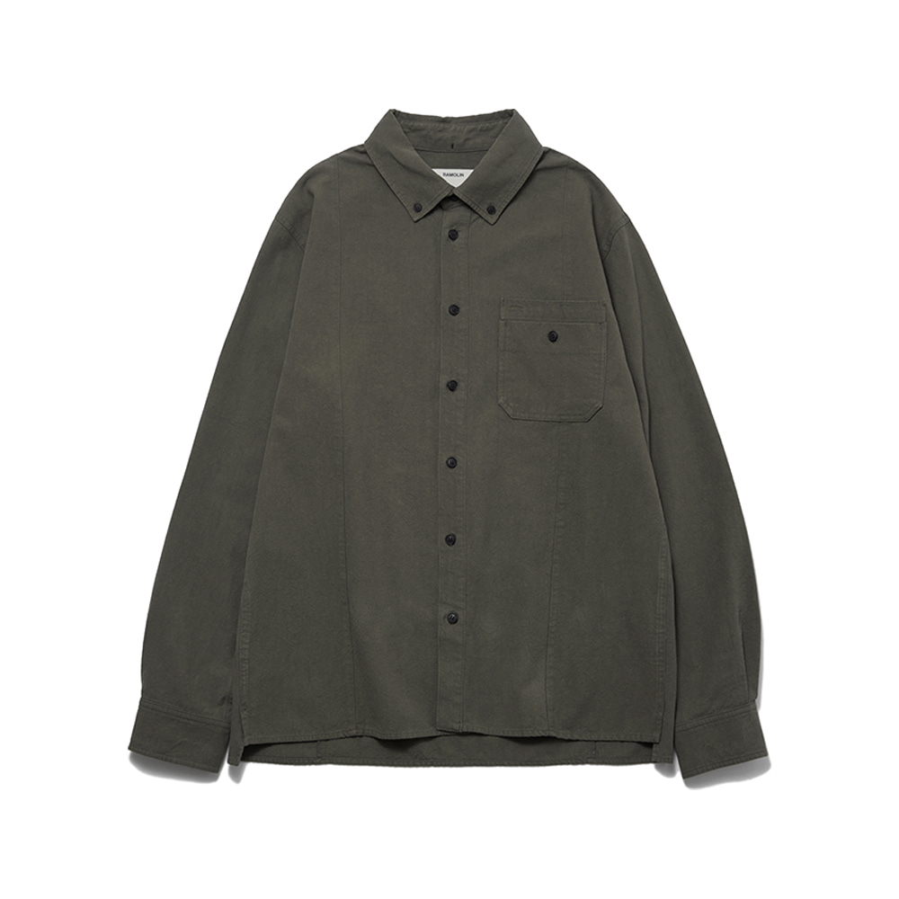 Cleaved Oxford Wrinkle Shirts Olive